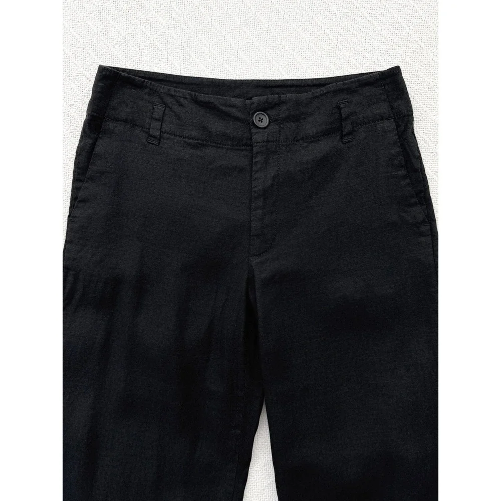 Banana Republic Harrison Black Stretch Linen Pants Straight Leg Mid Rise Size 2